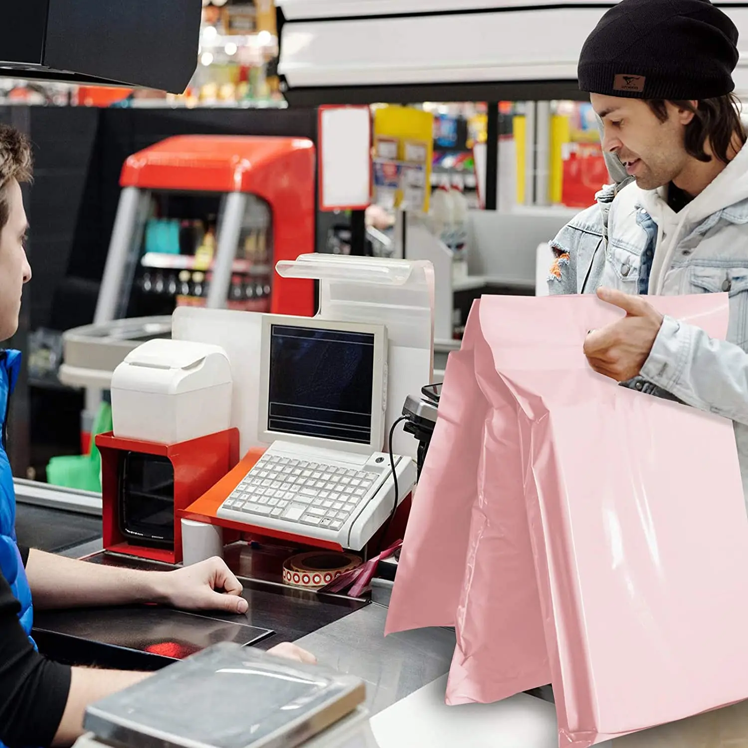 Упаковочные пакеты ZGCX Polymailers 12x15 упаковка для малого бизнеса пластиковые с ручкой изготовленные на заказ Полиэтиленовая почта двойным