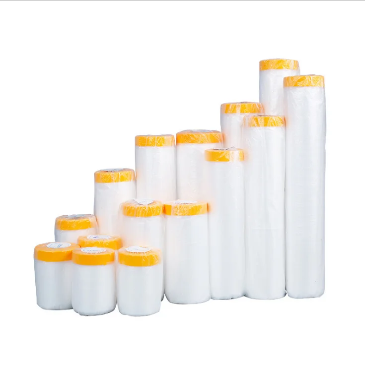 Portable Folded Over Spray Protective Pe Car Masking Film Dust Cover Plastic Film Barrier Paint Block Plastic Masking Film