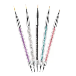 5 Pcs Nail Design Brush Acrylic Point Drill Double Head Manicure Pen Nail Polish Pen Interior Brush Tool for Home DIY and Sa
