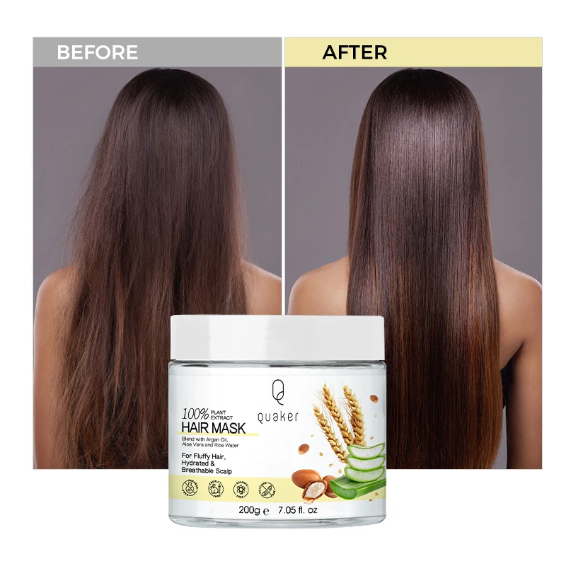 Qquaker Natural Private Label Smoothing Nourishing Hair Conditioning Rargan Oil Rice Water Hair Mask
