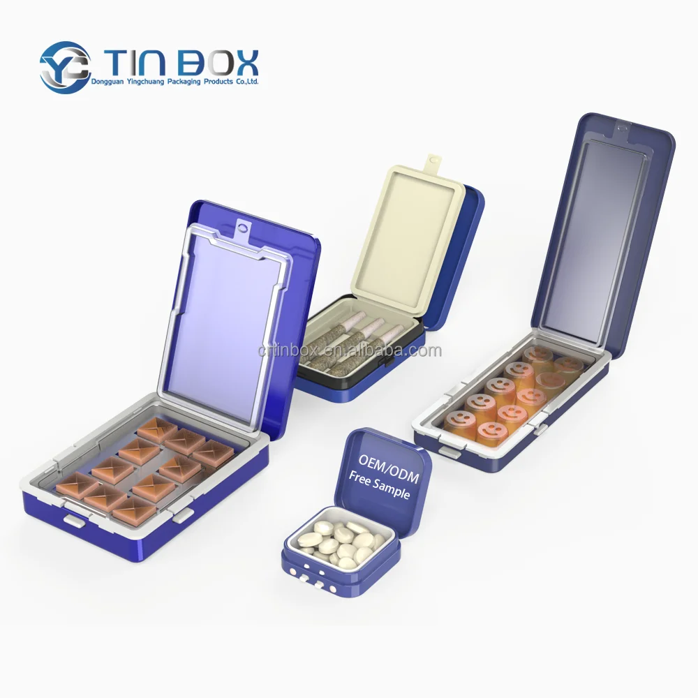 Recyclable Airtight Child Resistant Tin With Press Button Lock Metal Cr Tin Case For 0.5G 1G Pre E Rolls