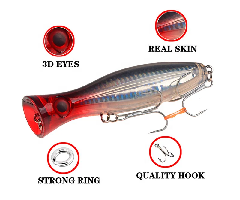 big game  popper trolling hard lure 120mm for fishing bass topwater ABS bait fishing tackle with treble hook