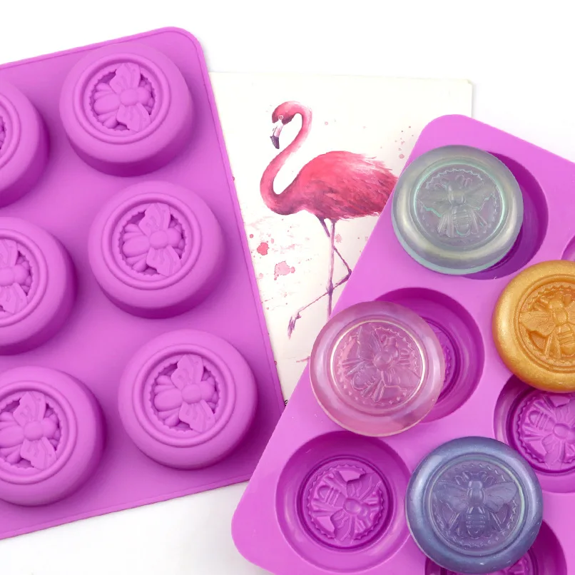 A402 Handmade 6 Cavity Soap silicone mold 3D Jelly Pudding Dessert Cake Bee silicone baking mold