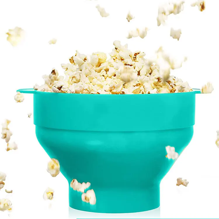 Household Foldable Dishwasher Safe Custom Logo Bpa Free Collapsible Microwave Silicone Popcorn  Bowl Popcorn Popper