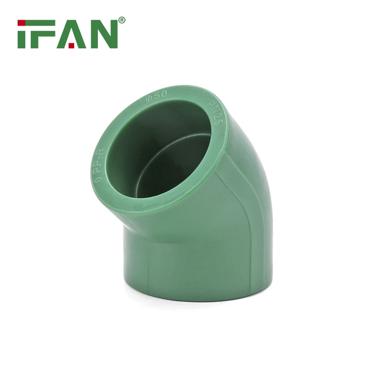 IFAN Hot Sale DIN 8078 Plastic Fittings 20-110MM Dark Green PPR Pipes and Fittings 45 Degree Elbow PPR Pipe Fittings
