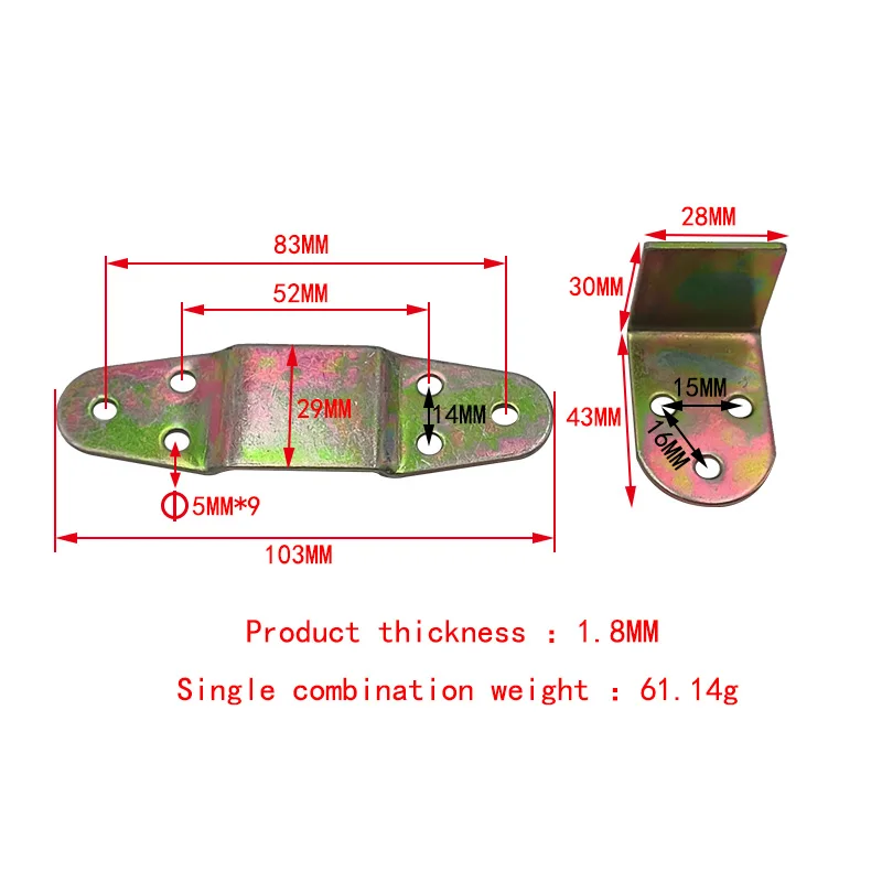 Zinc Plated  Connector L-shaped Cold-rolled Steel Right Angle Code Corner Joint Furniture Connector