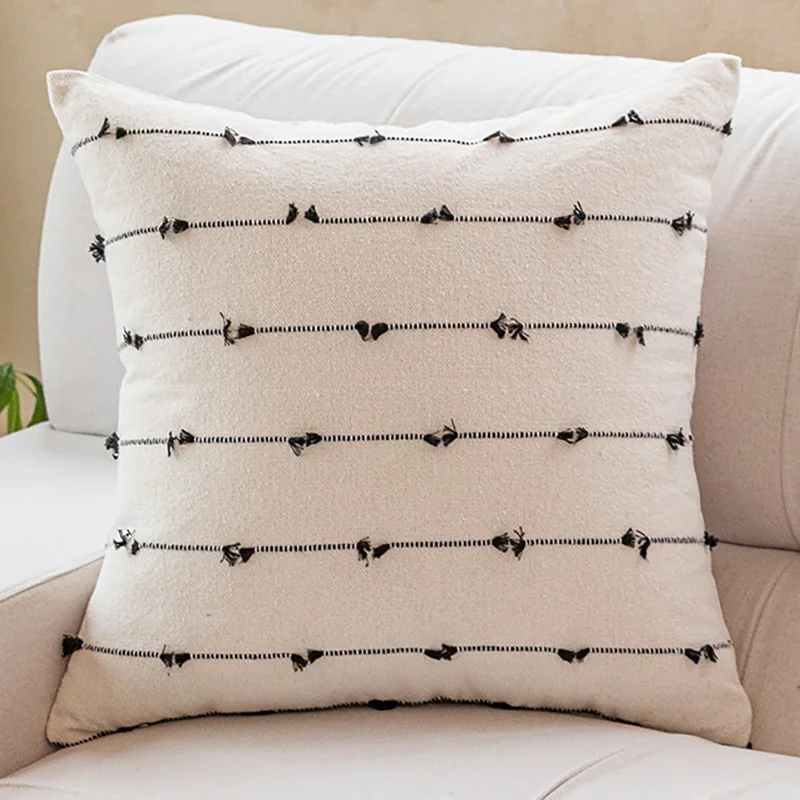 Farmhouse Pillow Covers 18x18, Modern Throw Striped Grey And Gold Pillow Cushion Covers