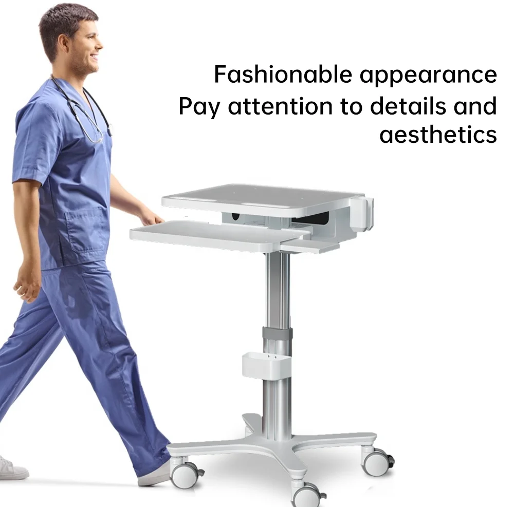Aluminum Alloy Hospital Medical Trolley Nurse Mobile Computer Laptop Medical Workstation Dental Cart OEM Packing Furniture Type