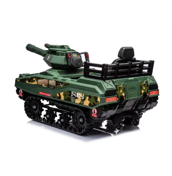 12V Kids Electric Tank Armor Car with Remote Control Simulation Wheel Ride-on Toy Vehicle for Girls Plastic Material