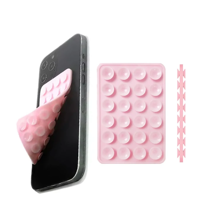 Silicone Double sides Suction Cup Phone case Detachable  Mount Free Sticky Cell Phone Grip Holder for Shelfies & Videos
