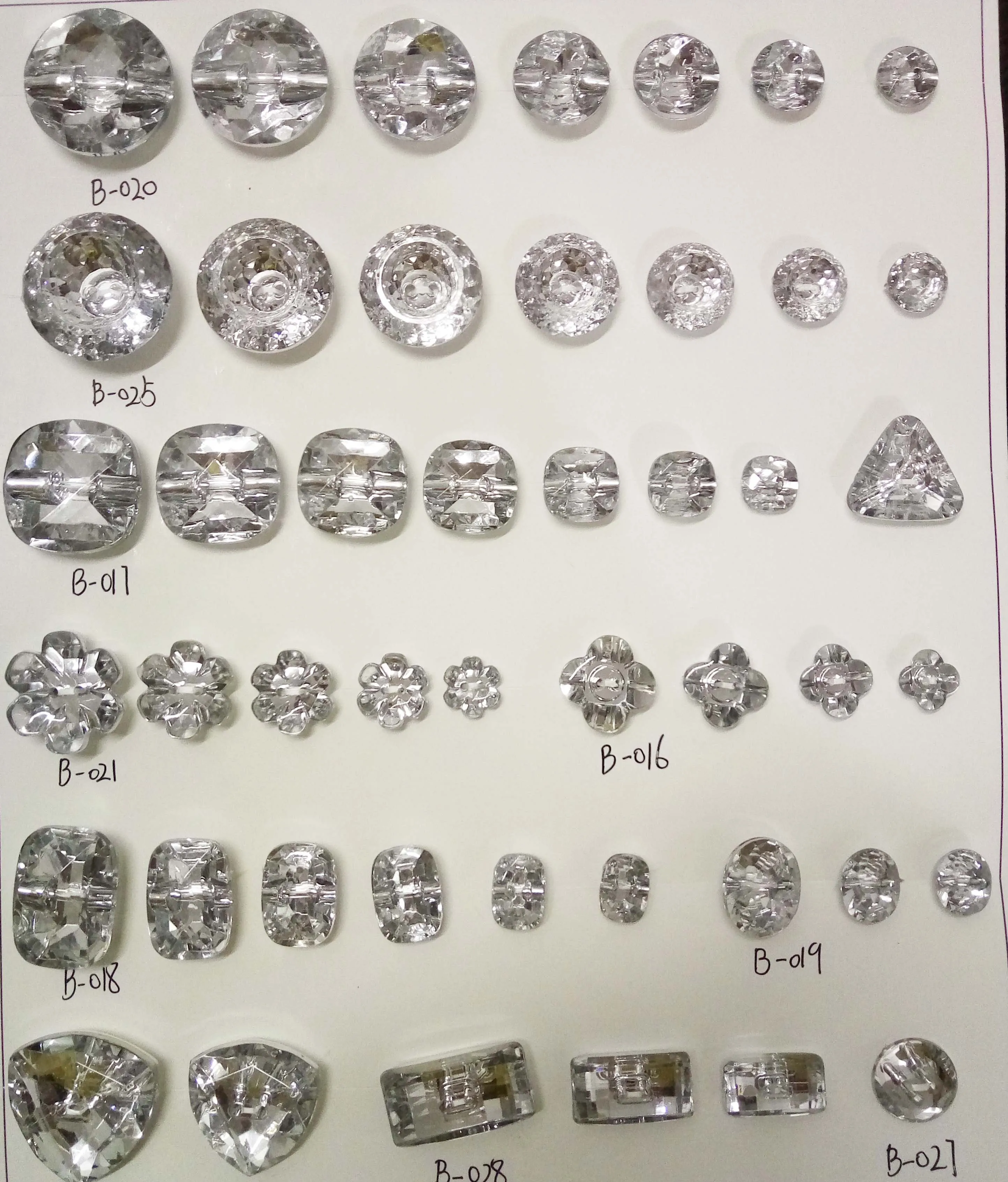 Wholesale wedding dress furniture square decorative glass crystal clear plastic buttons