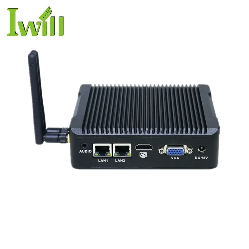  Безвентиляторный Nano PC J1900 N3 Quad Core DC 12V 2COM мини-компьютер с двойным