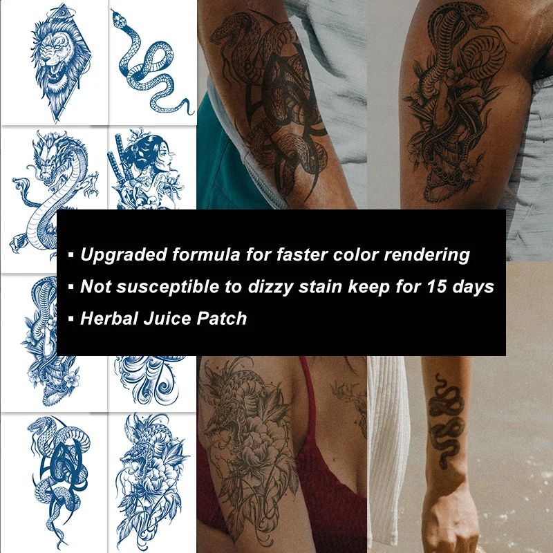 Wholesale Medium Size Sweatproof Lasts 2 Weeks Waterproof Jagua Temporary Fake Semi Permanent Tattoo Sticker