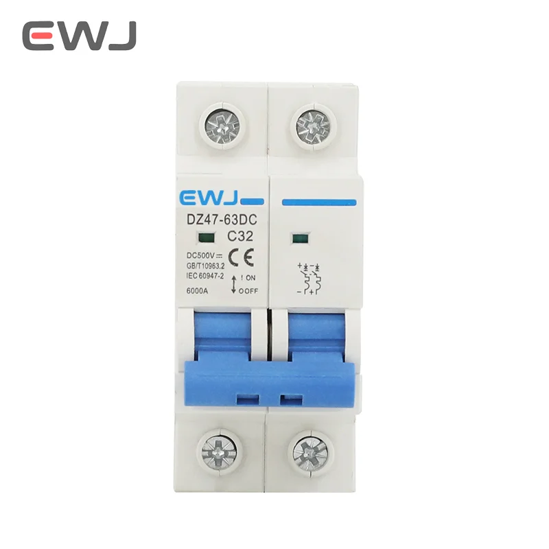 EWJ 2P DC мини-выключатели для защиты от перегрузки по току воздушный выключатель 16 А 500 В солнечный