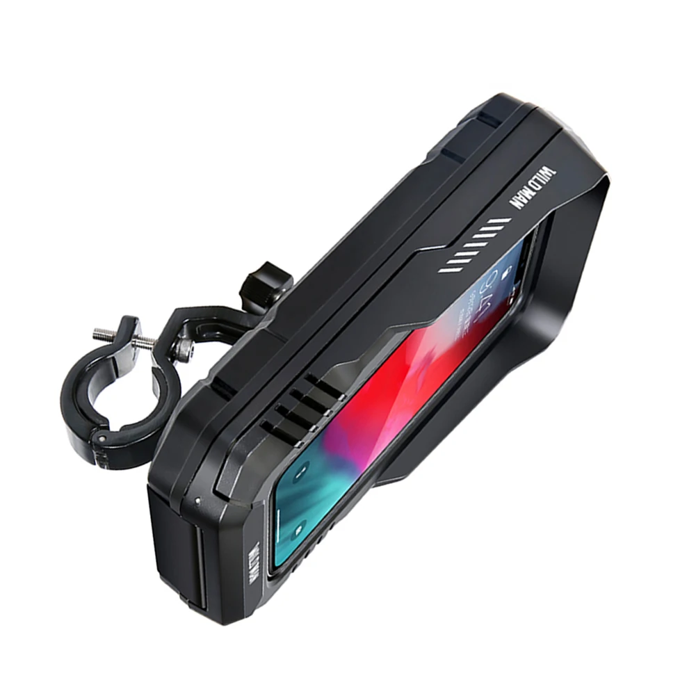 WILD MAN Handlebar Bicycle Bag 0.6L Mobile Phone Holder Waterproof Touch Screen Quick Release for Electric Scooter Motorcycle