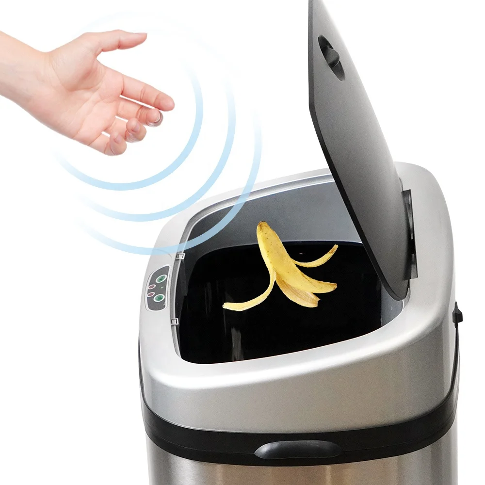 
Wholesale High Quality Touchless 13 Gallon Automatic Dustin Bin Stainless Steel Sensor Trash Can 