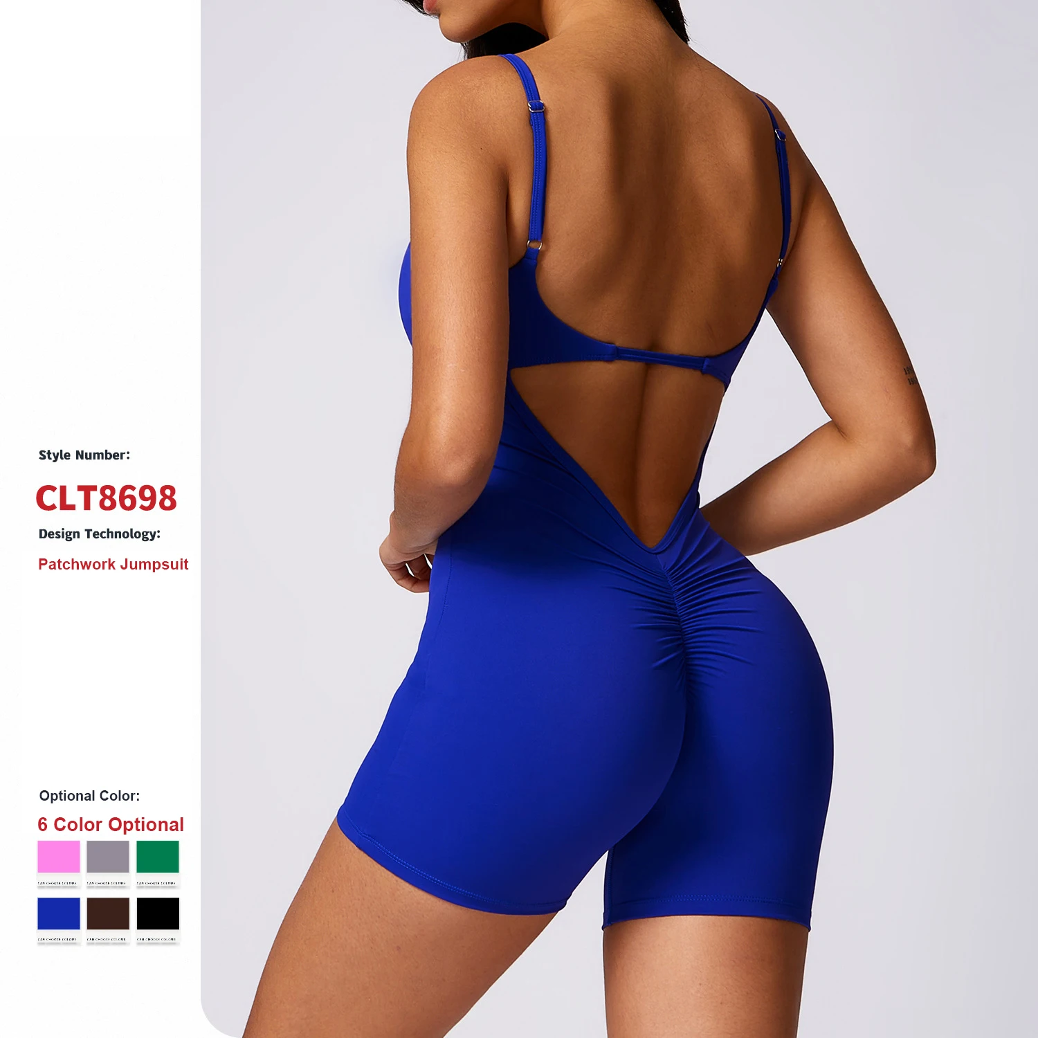 Peach Butt Lifting One-Piece Yoga Wear Women Naked Feeling Quick-Drying Bodysuit Sports Backless Fitness Workout Shorts Jumpsuit