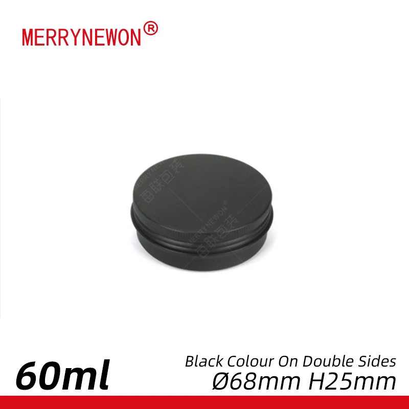 
60ml Matte black aluminum tin can with screw lid eco-friendly container packaging metal round aluminum jar 60ml 2oz 