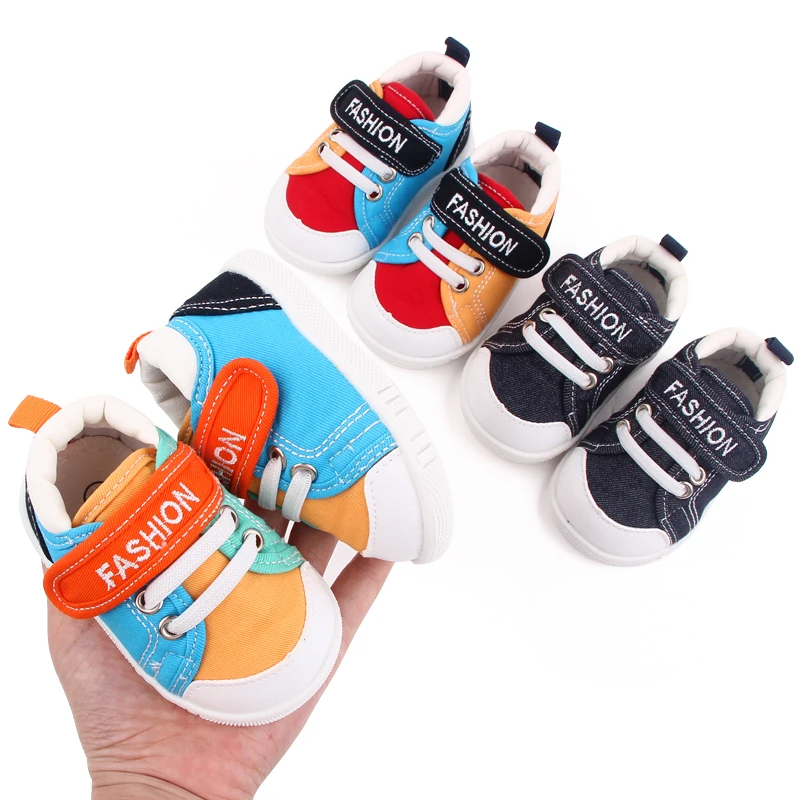 New Arrival  Canvas Baby Cotton Casual Multi-color Sneakers Shoes Rubber Non Slip Sole Walking Shoes for First Walk