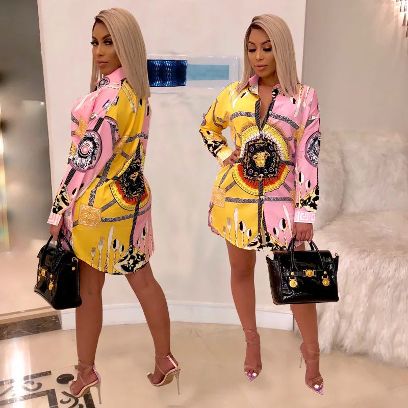 
BN-ZR12 Woman Clothing Shirt Dress Casual Dress Girl Lady Women Spring Summer Autumn Winter Loose Print 2 Pcs High Qualiy Adults 