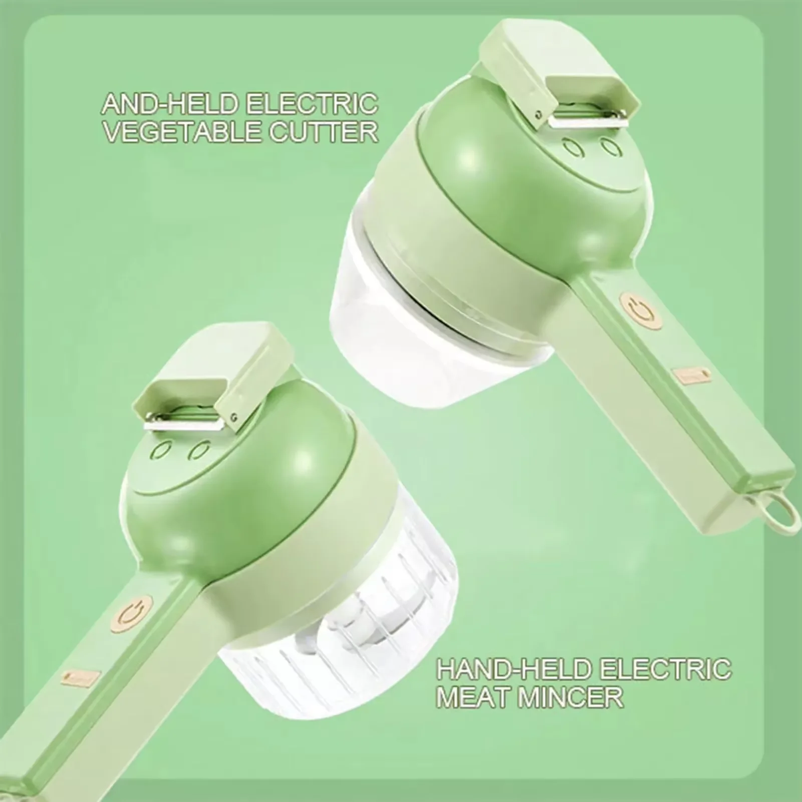 Kitchen Chopper Set USB Electric Portable 4 In 1 Mini Food Chopper Handled Electric Vegetable Cutter Wireless Vegetable Chopper
