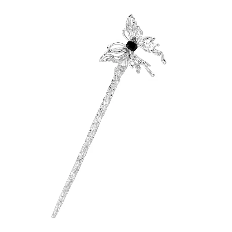 Custom Handmade Alloy Butterfly Hair Sticks Chinese Hairpin Hair Stick For Woman Back Bun Decoration