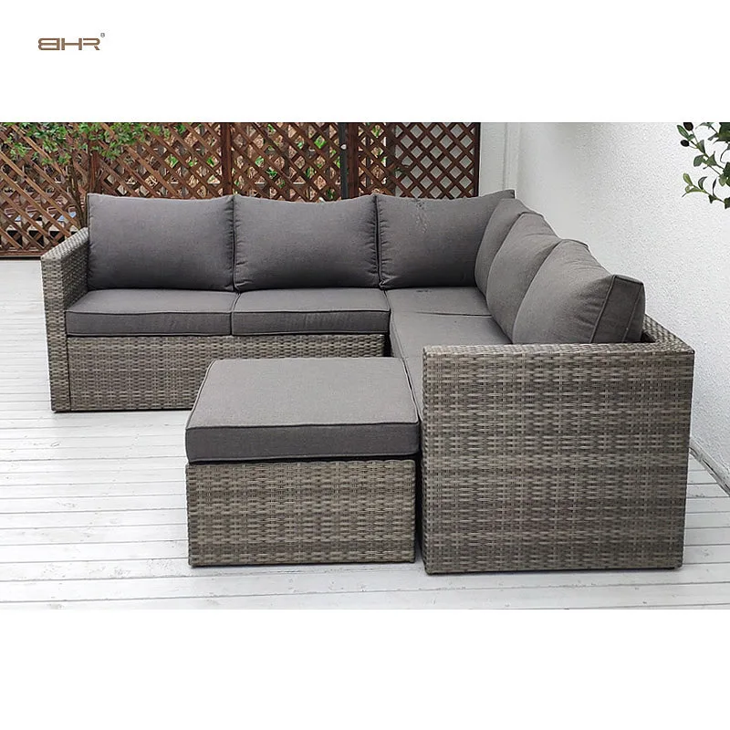 BHR high quality 4 piece garden rattan wicker patio sectional indoor outdoor sofa set
