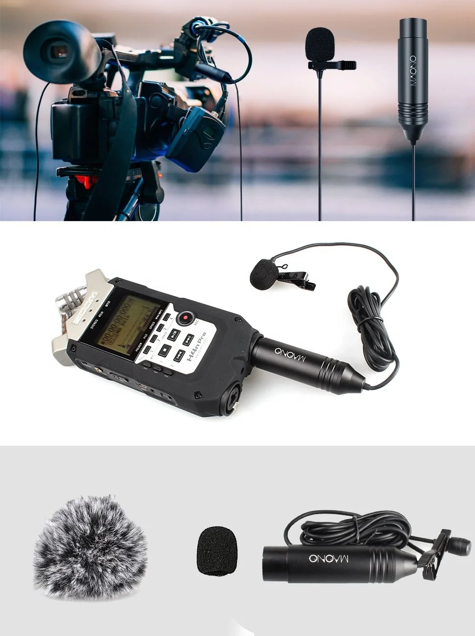 Lavalier lapel microphone 3.5mm jack for clip-on lav microphone xlr