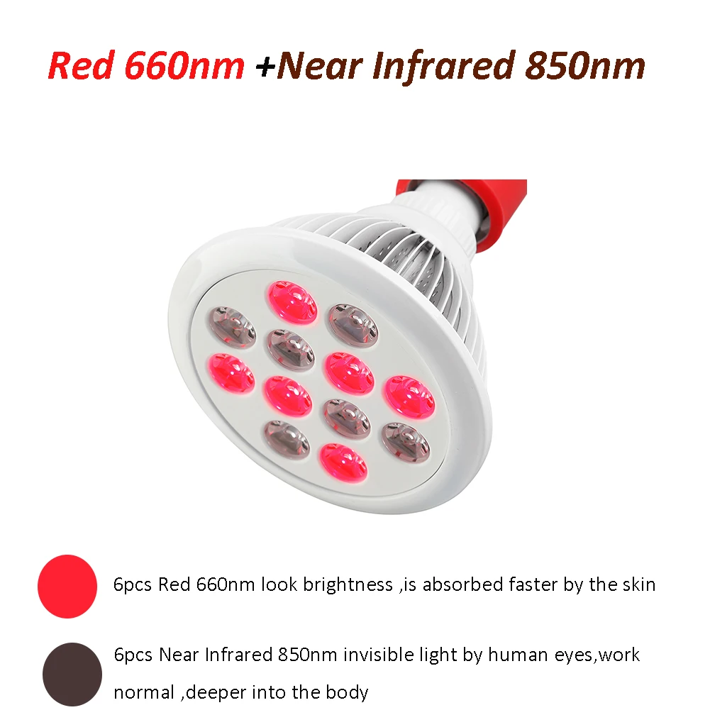 Wound Repair Healing E27 Handheld 660nm 850nm 24W Red Infrared LED Light Therapy