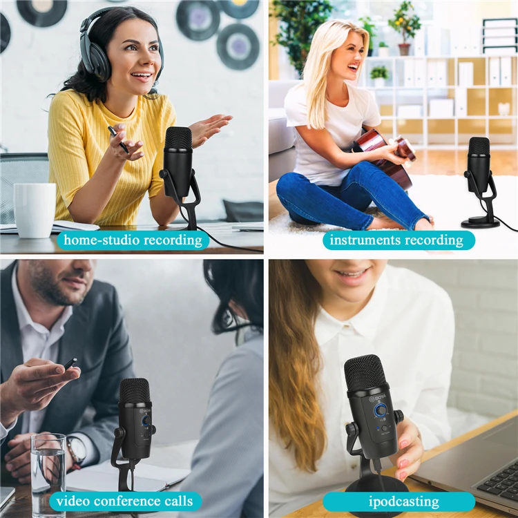 BOYA BY-PM500 Professional Recording Studio Microphone Desktop USB Condenser Mic with Stand for Podcasting Gaming Vlogging