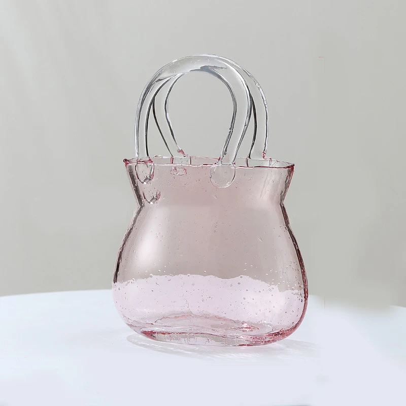 Nordic Style Glass Vase Home Decoration Transparent Aqua Creative Bubble Shopping Basket Bag Dining Table Hydroponic Vase