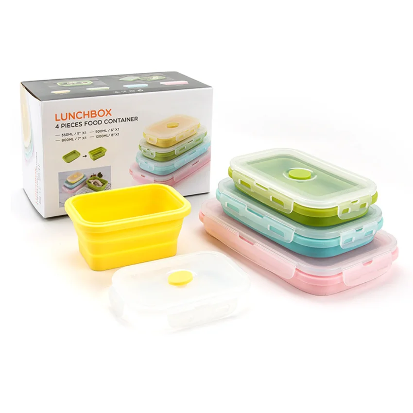 BPA Free collapsible food storage collapsible lunch box silicone food storage