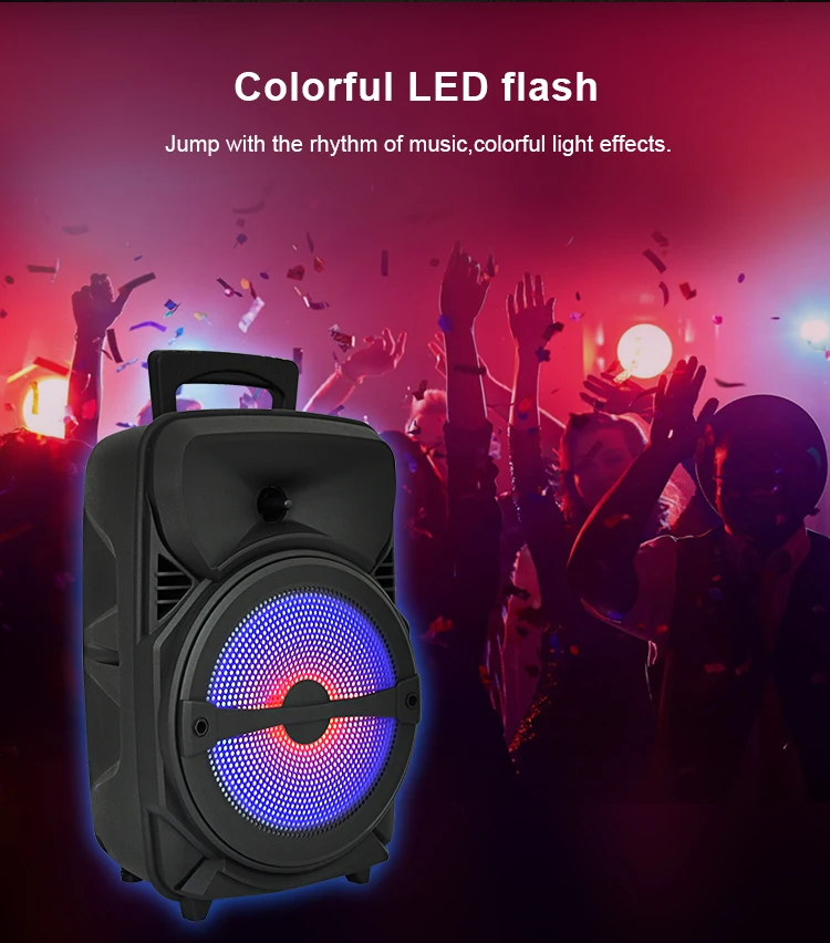 Manufacturer subwoofer big powered 8 inch HIFI Portable Wireless Blue tooth pa outdoor DJ bass party karaoke trolley Speaker