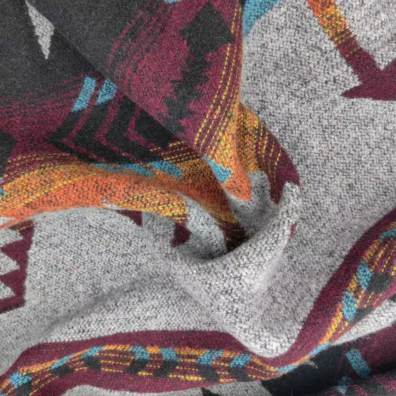 Factory supply custom design west style woven aztec wool blend fabric