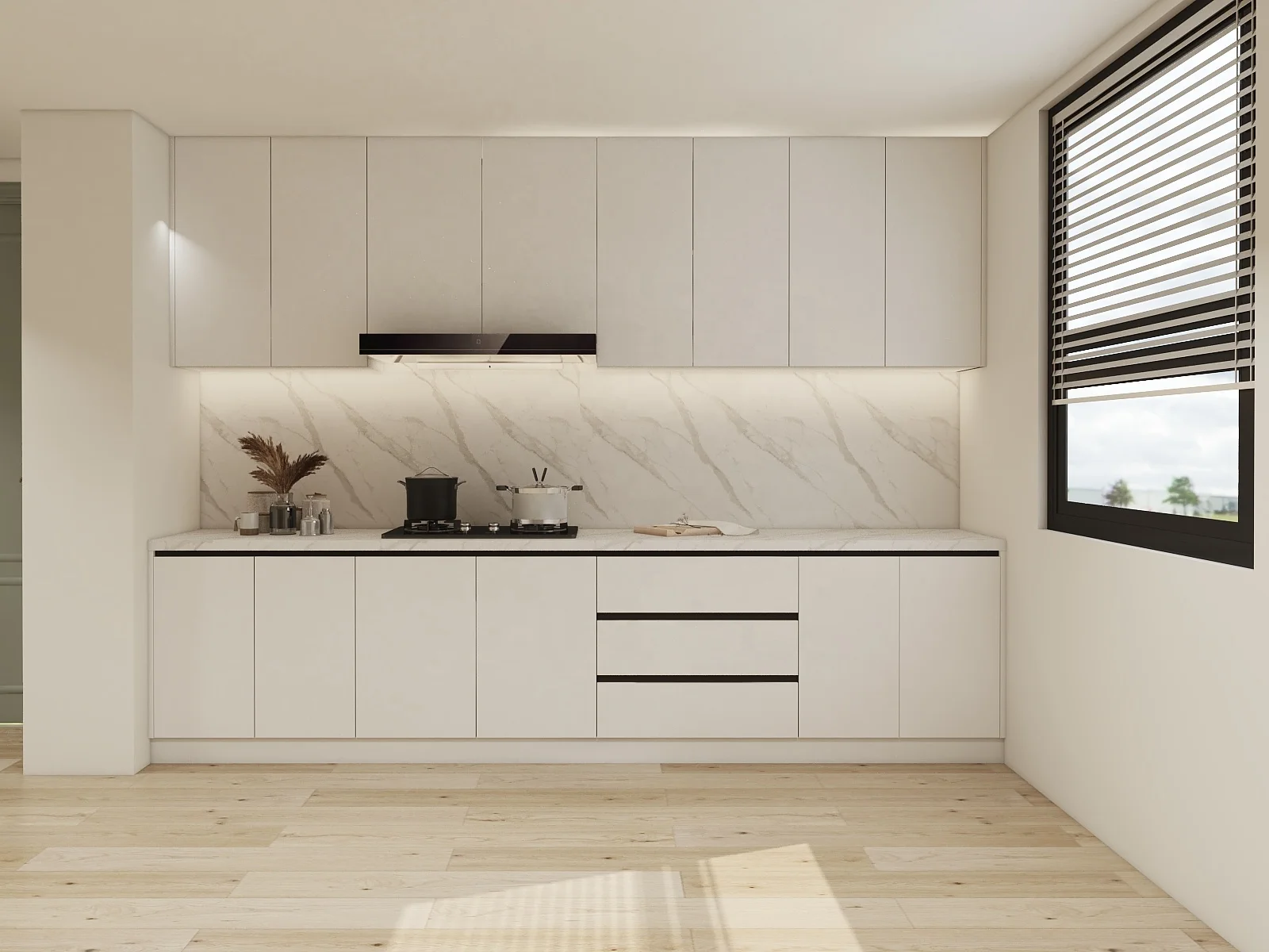 Factory price complete set of American Light grey white matt finish 2pac UV painting Shaker door kitchen cabinet with island