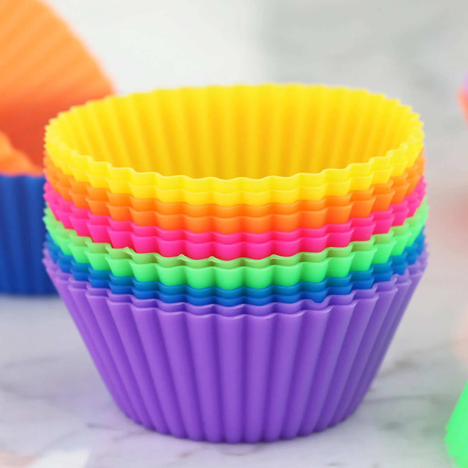 BPA free silicone  non-stick cupcake liners 24 cake cups baking muffin cup mold