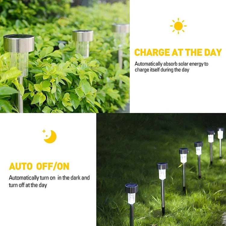 
Hot Selling Outdoor Solar Garden Lights Stainless Steel Waterproof 