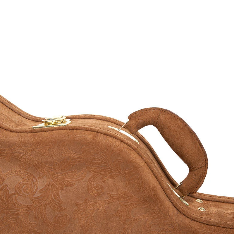 Hot Selling Leather Wooden Waterproof Shockproof Guitar Case Leather Handle Straight Professional Hard Case