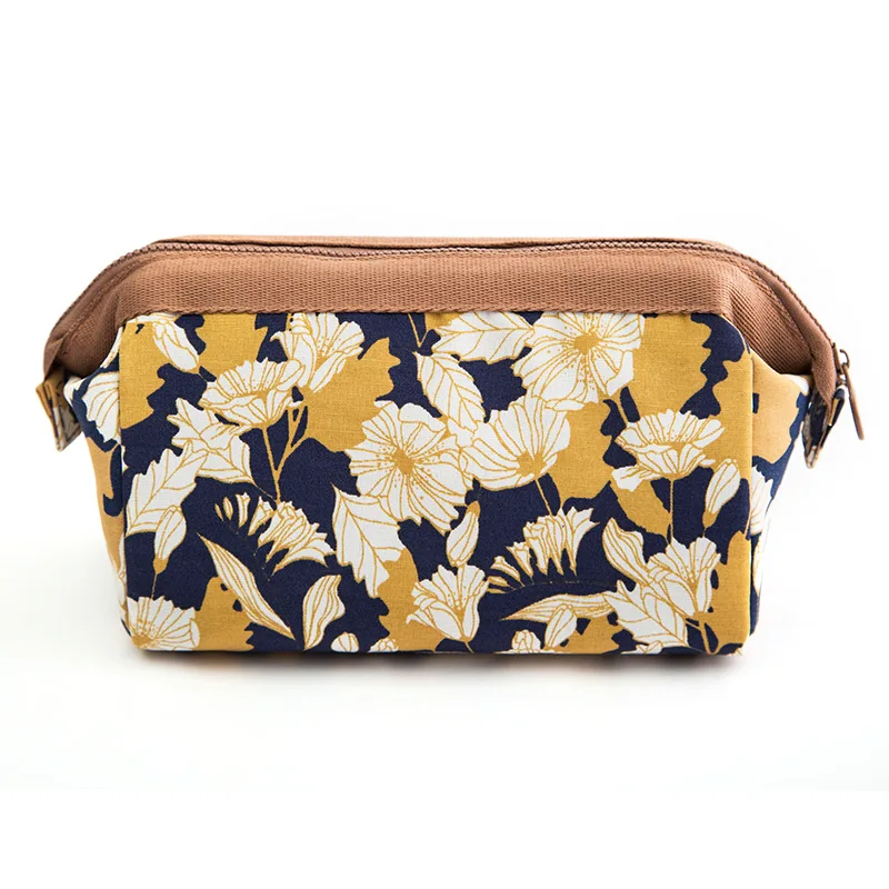 Elegant waterproof travel size  storage bag cute printing pink flamingo flower makeup cosmetic bag