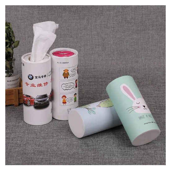 Round Container Facial Tissue Travel Size for Car Cup Holder