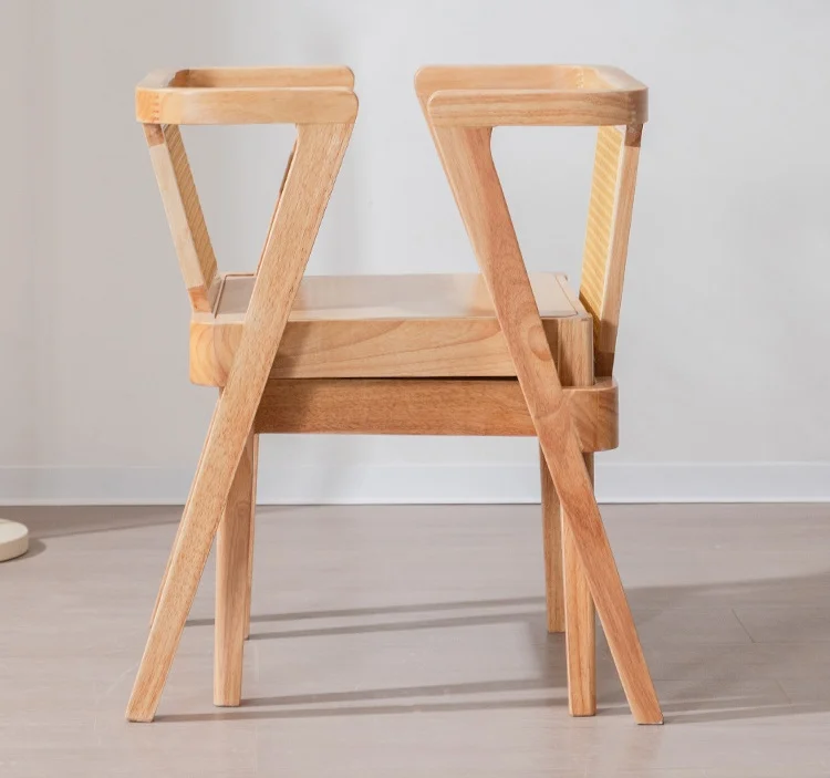 Japanese recycled pine wood table and chair set square restaurant dinning table set rattan balcony small tea table and chair