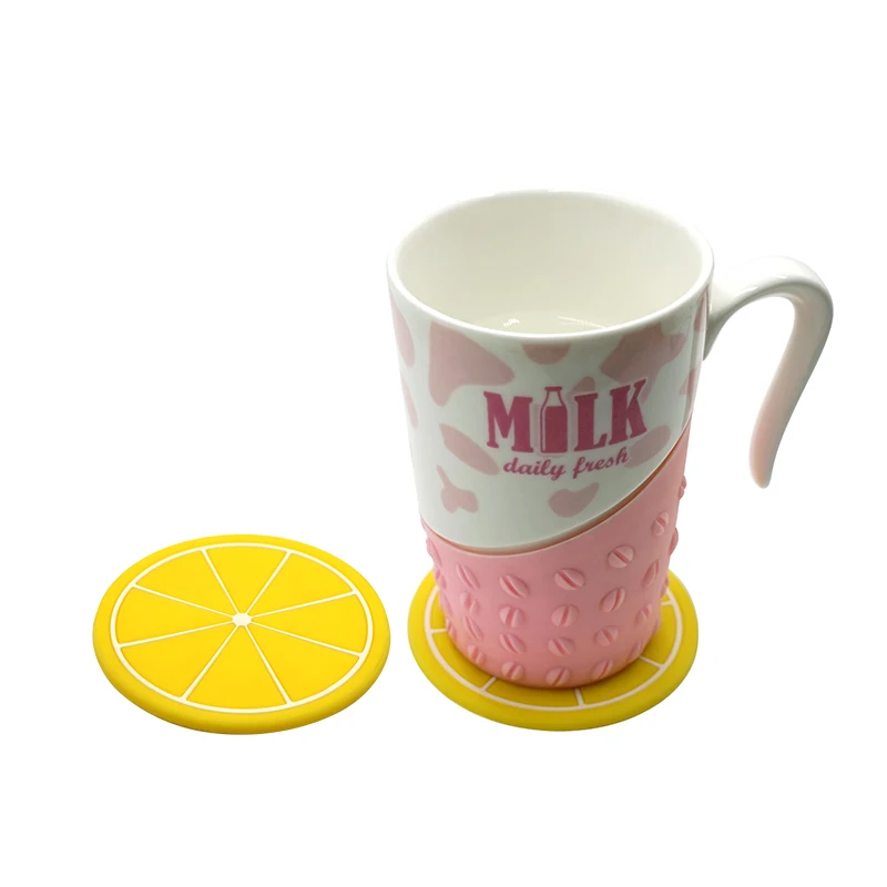 Wholesale Popular Silicone Table Mat Coaster Fruit Lemon Soft Silicone Cup Mat