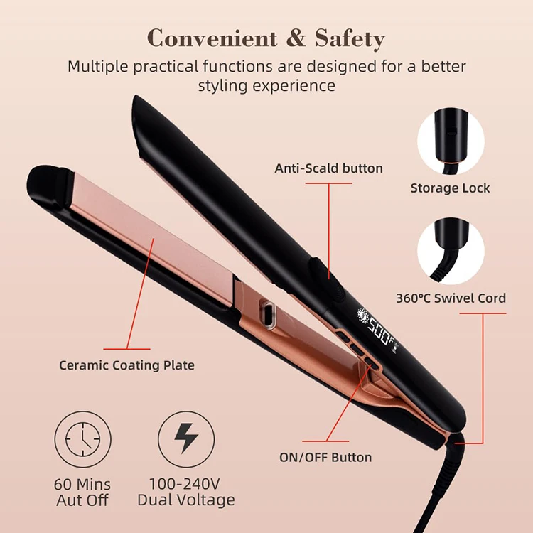 High Temp Professional 2 in 1 Hair Straighten Ceramic Wide Flat Iron Hair Straightener and Curler for Professional Salon