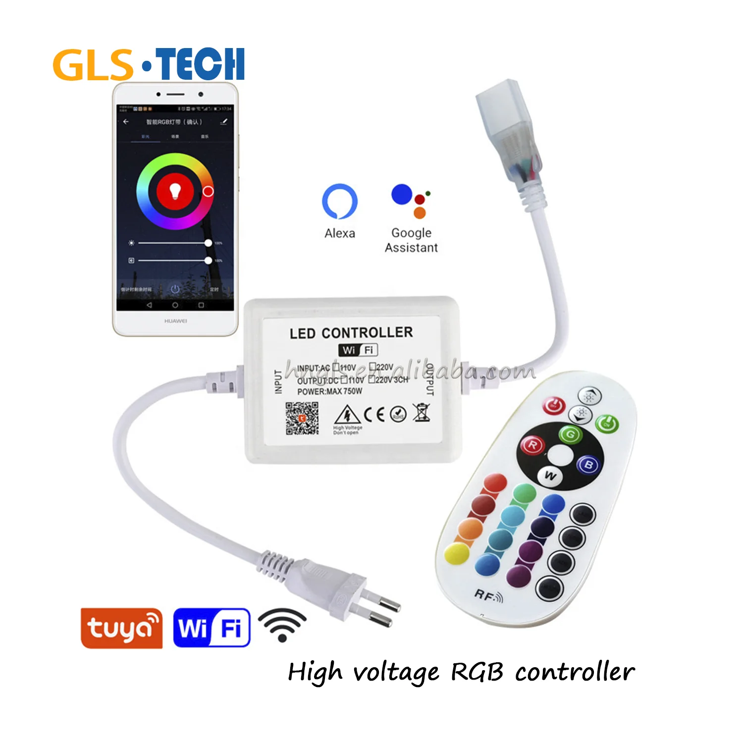 Смарт-WIFI приложение Tuya светодиодный контроллер для переменного тока 110 В 220 Одноцветный CCT RGB высокое напряжение светодиодные полосы
