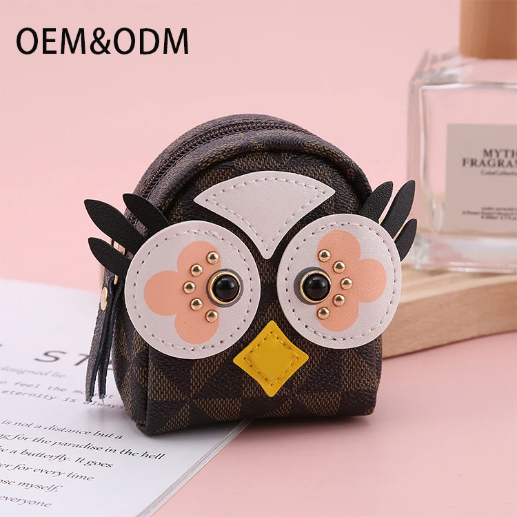 Factory Customized Color,Pattern Cartoon Cute Owl Animal 3D Soft pu Kids Coin Purse/