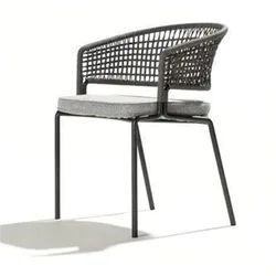 Nordic Modern Design Commercial Rattan Backrest Armrest Metal Leg Leisure Chair For Hotel Outdoor Furniture Garden Cafe Balcony