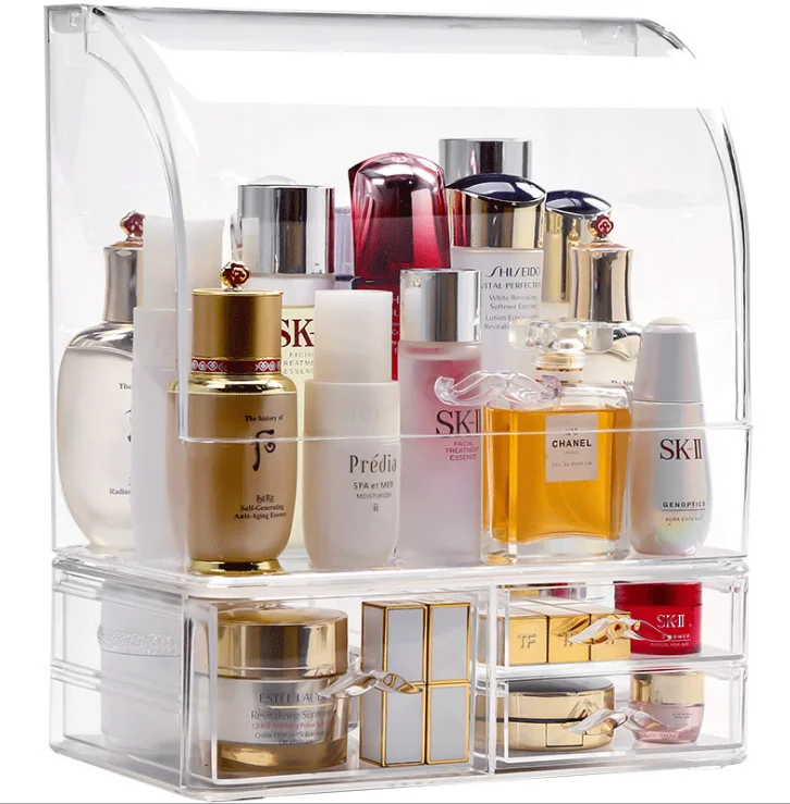 Пылезащитный ящик для хранения косметики товары ухода за кожей помады Настольный акриловый органайзер с выдвижным