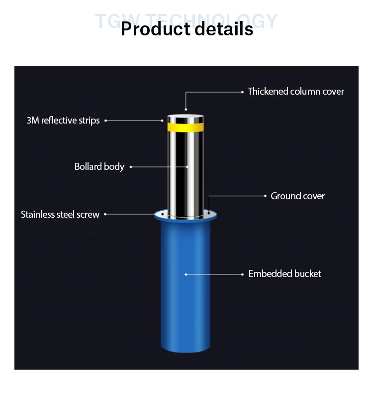 TP Street Bollards Semi Automatic Car Park Bollards Manual Electric Parking Bollards Telescopic