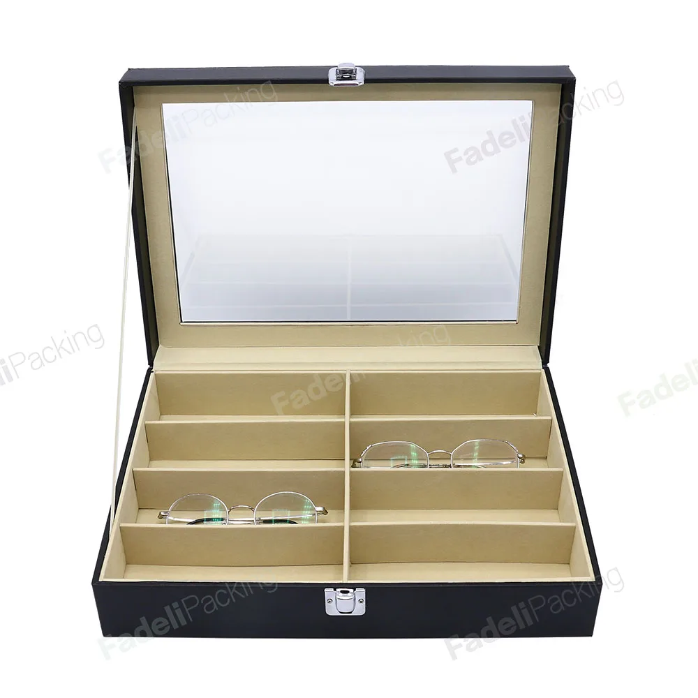 Glasses Storage Box Custom 8 slots Leather Glasses Packaging Cases Display