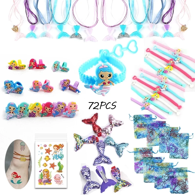 Mermaid Party Favors for kids Pinata Filler Wedding Gifts Mermaid Bracelet Ring Halloween Christmas Toys Birthday Goodies